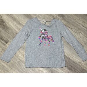 Girls 3/4 sleeve unicorn sequin‎ shirt size large youth